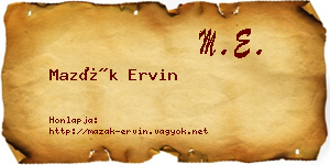 Mazák Ervin névjegykártya
